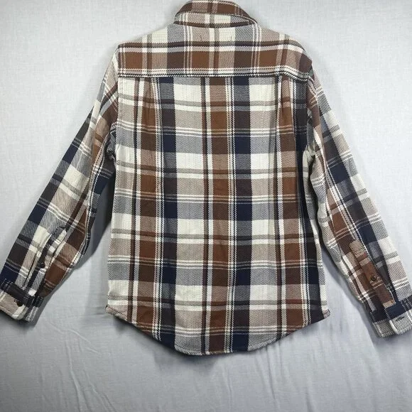 Outerknown Blanket Shirt Mens Medium Brown Blue Plaid Organic Cotton Flannel - Picture 3 of 9